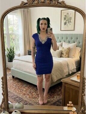 NWT WOW Couture Royal Blue Bandage Bodycon Dress Size S Rhinestone